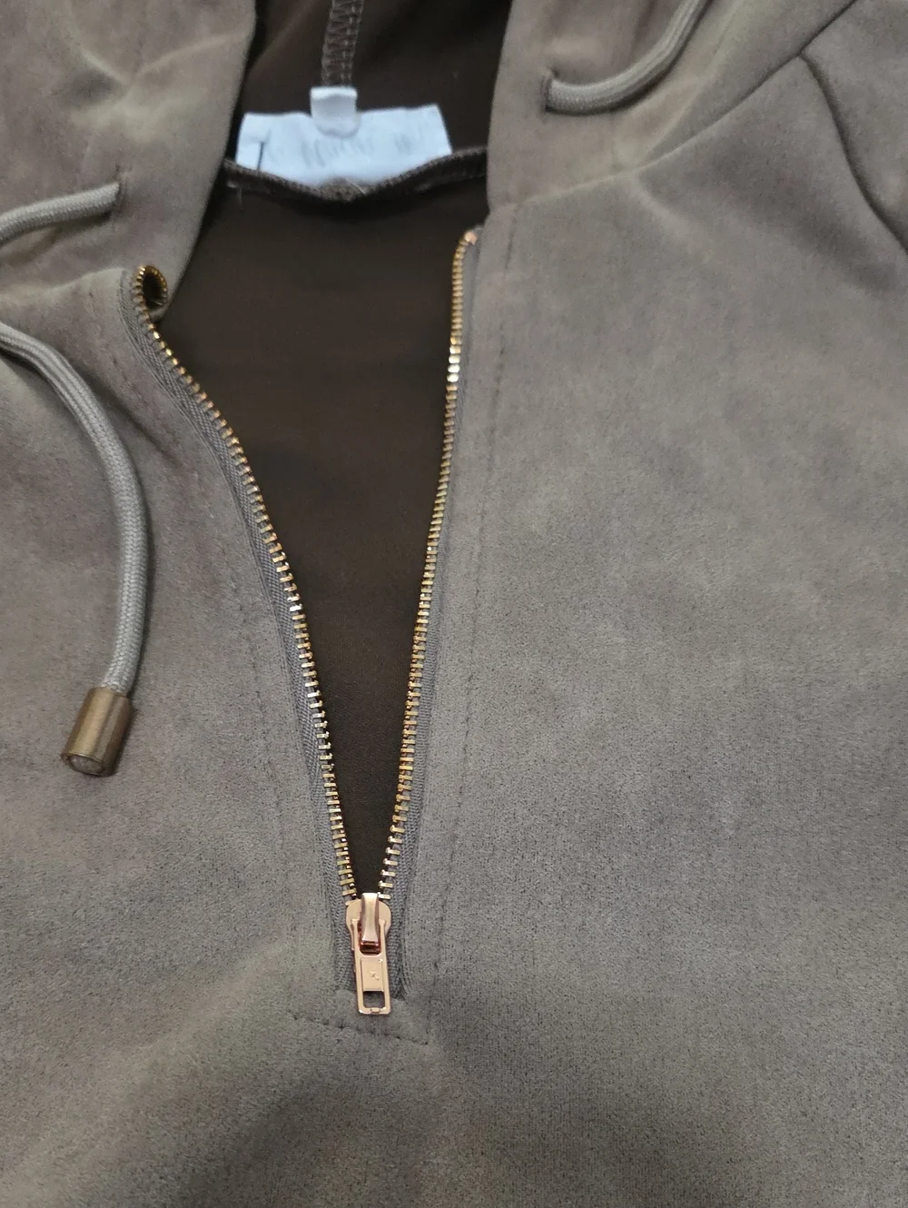 MACARON Faux Suede Brown Hooded Pull Over Size M